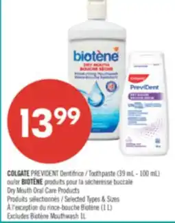 Pharmaprix COLGATE Toothpaste 39ml-100ml BIOTENE Oral care Product offer