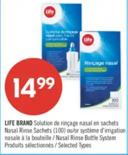 Pharmaprix LIFE BRAND Nasal Rinse Sachets (100) or Nasal Rinse Bottle System offer