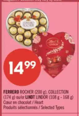 Pharmaprix FERRERO ROCHER (200 g), COLLECTION (174 g) or LINDT LINDOR (108 g - 168 g) Heart offer