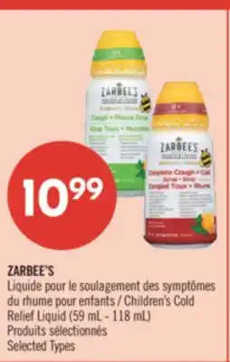 Pharmaprix ZARBEE'S Children's Cold Relief Liquid offer