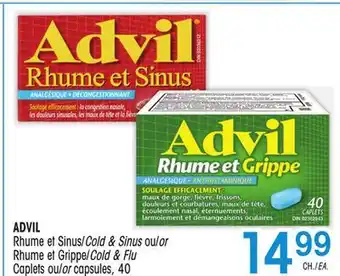 Uniprix ADVIL Rhume et sinus/Cold & Sinus ou/or Rhume et Grippe/Cold & Flu Caplets ou/or Capsules offer