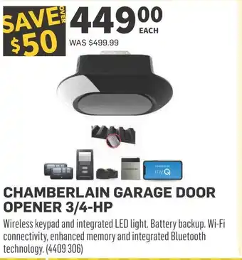 Co-op Chamberlain garage door opener 3/4-hp offer