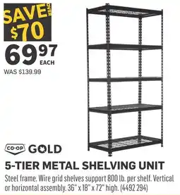 Co-op 5-tier metal shelving unit offer