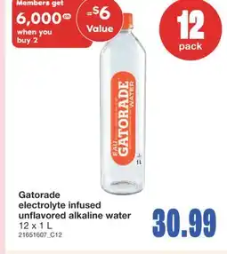 Wholesale Club ELECTROLYTE INFUSED UNFLAVORED ALKALINE WATER, 12 x 1 L offer