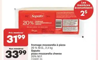 Wholesale Club FROMAGE MOZZARELLA À PIZZA 20% M.G., 2,4 KG SAPUTO offer