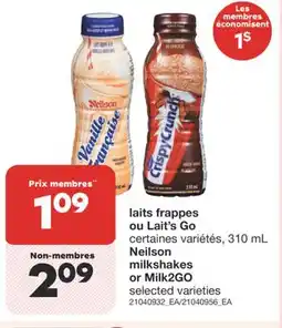 Wholesale Club LAITS FRAPPES OU LAIT'S GO, NEILSON 310 ML offer