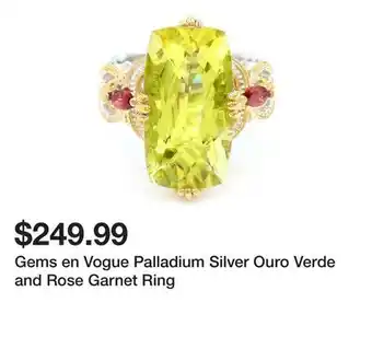 TSC Stores Gems en Vogue Palladium Silver Ouro Verde and Rose Garnet Ring offer