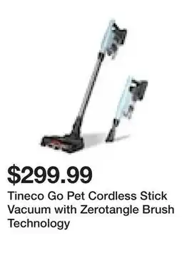 TSC Stores Tineco Go Pet Cordless Stick Vacuum with Zerotangle Brush Technology offer