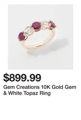 TSC Stores Gem Creations 10K Gold Gem & White Topaz Ring offer