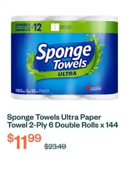 Voilà Sponge Towels Ultra Paper Towel 2-Ply 6 Double Rolls x 144 Sheets offer