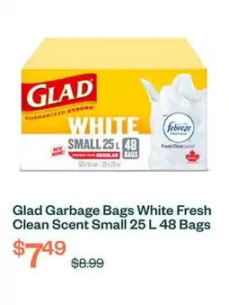 Voilà Glad Garbage Bags White Fresh Clean Scent Small 25 L 48 Bags offer