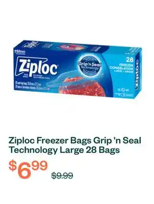 Voilà Ziploc Freezer Bags Grip 'n Seal Technology Large 28 Bags offer