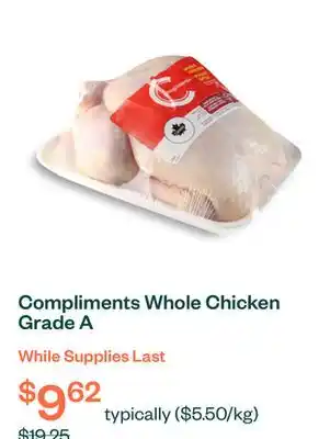 Voilà Compliments Whole Chicken Grade A offer