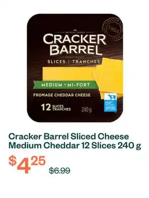 Voilà Cracker Barrel Sliced Cheese Medium Cheddar 12 Slices 240 g offer