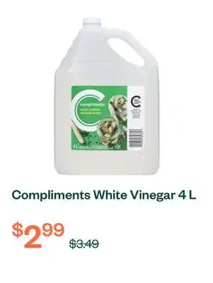 Voilà Compliments White Vinegar 4 L offer