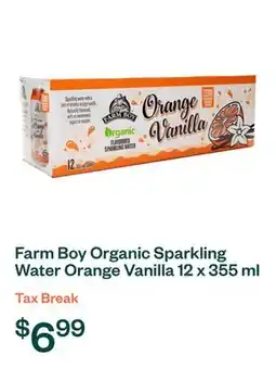 Voilà Farm Boy Organic Sparkling Water Orange Vanilla 12 x 355 ml (cans) offer