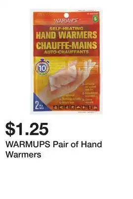 Dollarama WARMUPS Pair of Hand Warmers offer