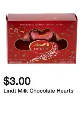 Dollarama Lindt Milk Chocolate Hearts offer