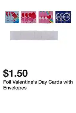 Dollarama Foil Valentine's Day Cards with Envelopes offer