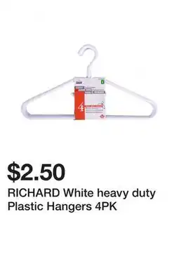 Dollarama RICHARD White heavy duty Plastic Hangers 4PK offer