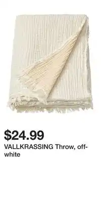 IKEA VALLKRASSING Throw, off-white offer