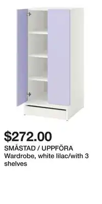 IKEA SMÅSTAD / UPPFÖRA Wardrobe, white lilac/with 3 shelves offer