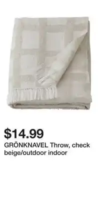 IKEA GRÖNKNAVEL Throw, check beige/outdoor indoor offer