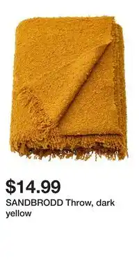 IKEA SANDBRODD Throw, dark yellow offer