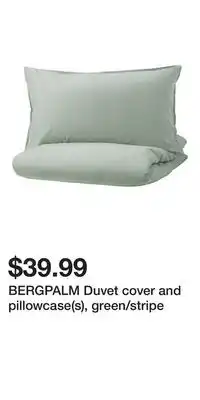 IKEA BERGPALM Duvet cover and pillowcase(s), green/stripe offer