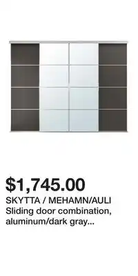 IKEA SKYTTA / MEHAMN/AULI Sliding door combination, aluminum/dark gray mirror glass offer