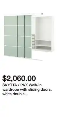 IKEA SKYTTA / PAX Walk-in wardrobe with sliding doors, white double sided/Mehamn light green offer