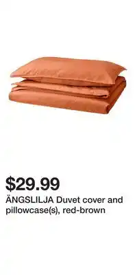 IKEA ÄNGSLILJA Duvet cover and pillowcase(s), red-brown offer