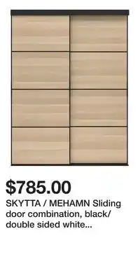 IKEA SKYTTA / MEHAMN Sliding door combination, black/double sided white stained oak effect offer