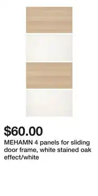 IKEA MEHAMN 4 panels for sliding door frame, white stained oak effect/white offer