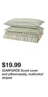 IKEA SUMPGRÖE Duvet cover and pillowcase(s), multicolor/striped offer