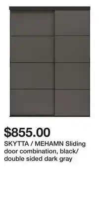 IKEA SKYTTA / MEHAMN Sliding door combination, black/double sided dark gray offer