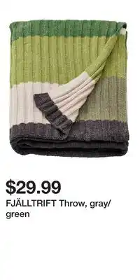 IKEA FJÄLLTRIFT Throw, gray/green offer