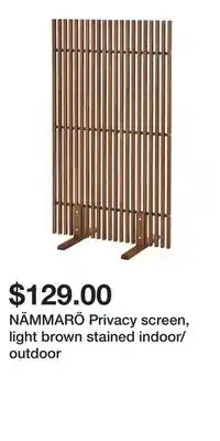 IKEA NÄMMARÖ Privacy screen, light brown stained indoor/outdoor offer