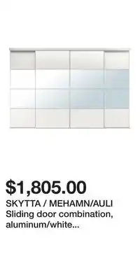 IKEA SKYTTA / MEHAMN/AULI Sliding door combination, aluminum/white mirror glass offer