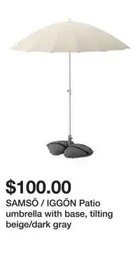 IKEA SAMSÖ / IGGÖN Patio umbrella with base, tilting beige/dark gray offer