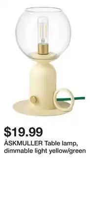 IKEA ÅSKMULLER Table lamp, dimmable light yellow/green offer