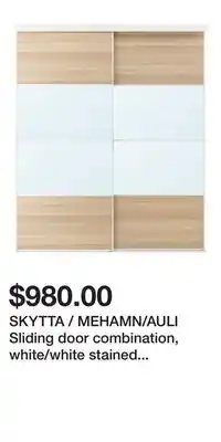 IKEA SKYTTA / MEHAMN/AULI Sliding door combination, white/white stained oak effect mirror glass offer