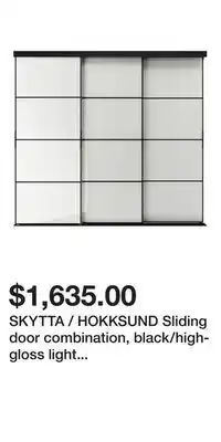 IKEA SKYTTA / HOKKSUND Sliding door combination, black/high-gloss light gray offer