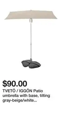 IKEA TVETÖ / IGGÖN Patio umbrella with base, tilting gray-beige/white dark gray offer