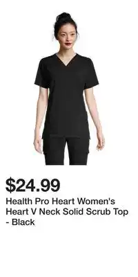 Mark's Health Pro Heart Women's Heart V Neck Solid Scrub Top - Black offer