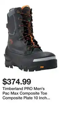 Mark's Timberland PRO Men's Pac Max Composite Toe Composite Plate 10 Inch Waterproof Winter Boot offer