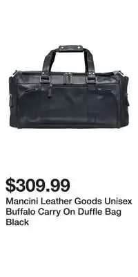 Mark's Mancini Leather Goods Unisex Buffalo Carry On Duffle Bag Black offer