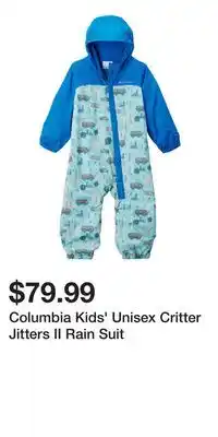 Mark's Columbia Kids' Unisex Critter Jitters II Rain Suit offer