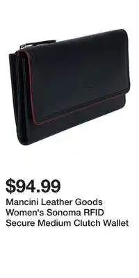 Mark's Mancini Leather Goods Women's Sonoma RFID Secure Medium Clutch Wallet offer