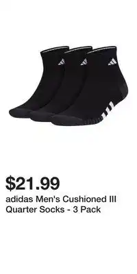 Sport Chek adidas Men's Cushioned III Quarter Socks - 3 Pack offer